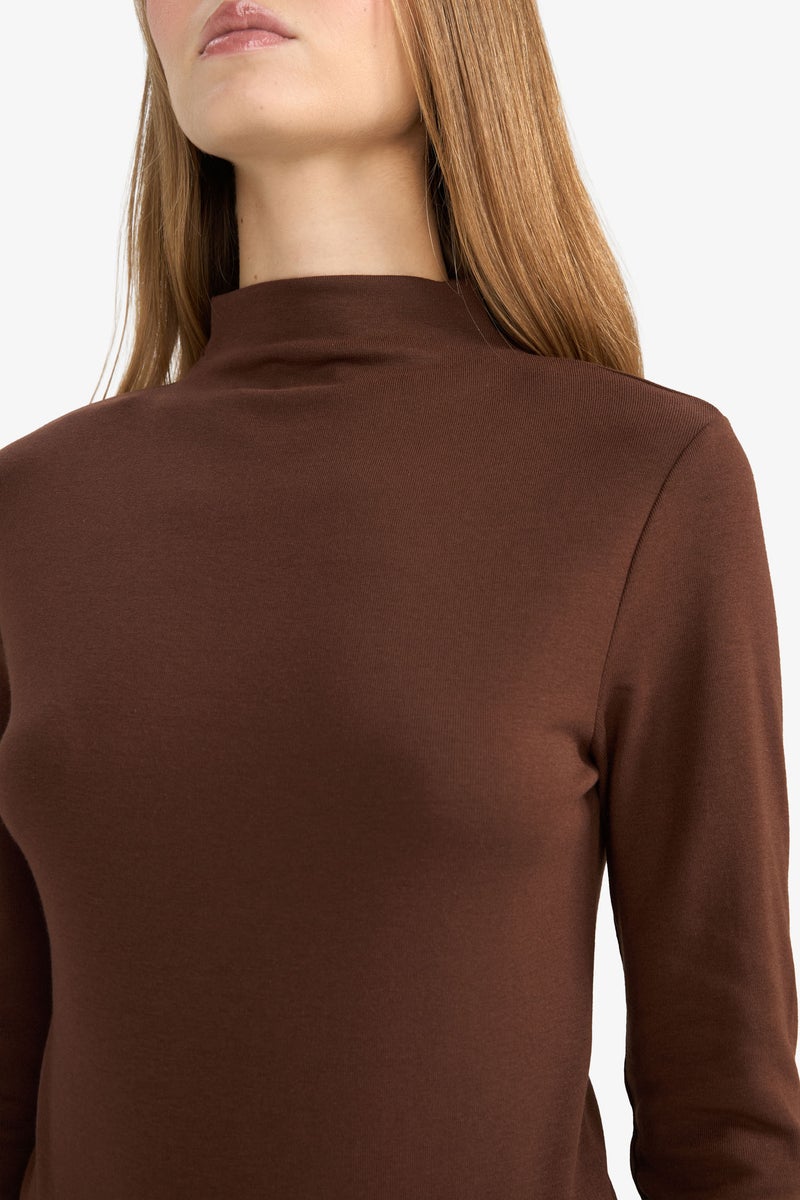 DeFacto Brown Woman Half Turtleneck Bodysuit Casual - Image 4